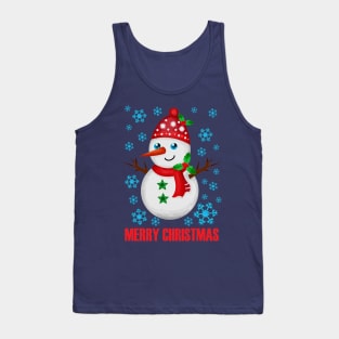 Merry Christmas Snowman and snowflakes Tank Top